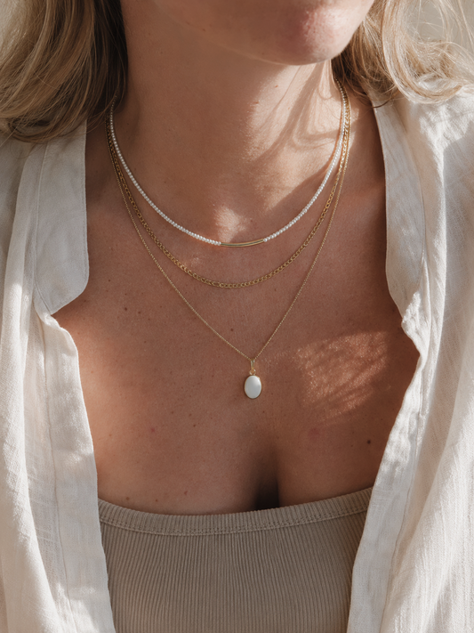 Parelketting met gold filled accent