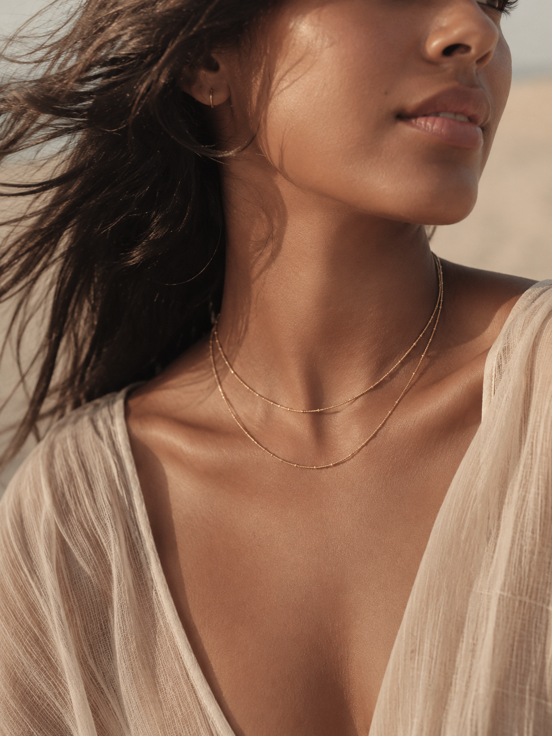 Gold filled ketting met balletjes